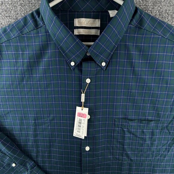 NWT Roundtree Yorke Gold Label Green Plaid Non Iron Perfect Performance 2XB Big - Picture 1 of 14